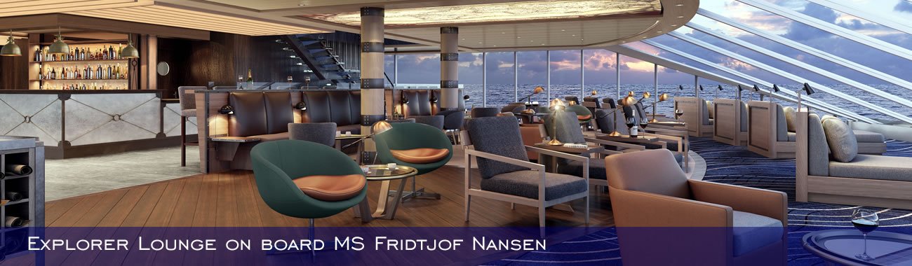 The Explorer Lounge on board MS Fridtjof Nansen